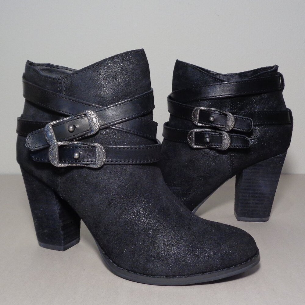 Reba Size 9 M / ZANIA / Black / Leather / Heeled Ankle Boots New Women's Shoes
